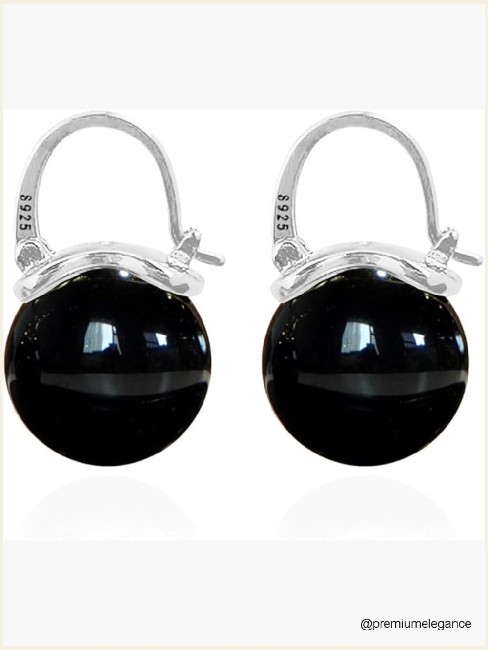 12mm Black Onyx Drop Earrings 925 Sterling Silver Dangle Studs Leverback